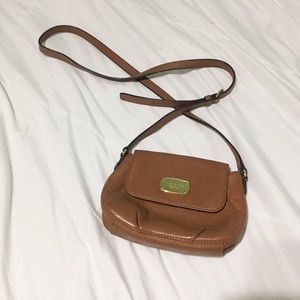 Brown acorn leather Michael Kors crossbody bag